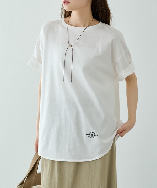 PUAL CE CIN（ピュアルセシン）の「汗シミ防止ワンポイントロゴTシャツ（Tシャツ/カットソー・レディース・ブラック/グレイッシュベージュ/オフホワイト/ブラック系その他・FREE）」の8枚目の写真
