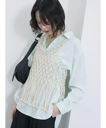 Samansa Mos2 blue | 【接触冷感】マルチスタイルシャツ(シャツ/ブラウス)