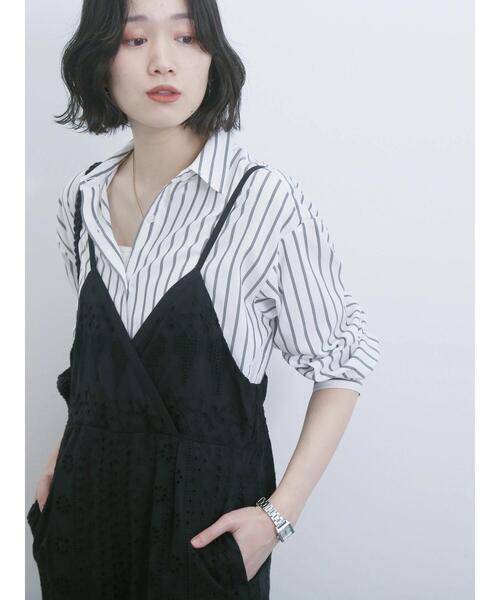 Samansa Mos2 blue（サマンサモスモスブルー）の「【接触冷感】マルチスタイルシャツ（シャツ/ブラウス・レディース・サックスブルー/ブラック/オフホワイト/ブルー/オレンジ/ミント/グリーン・M/L）」の13枚目の写真