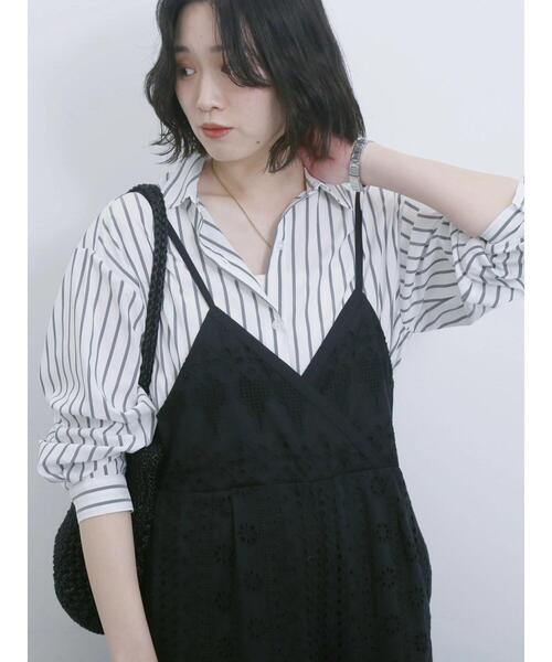 Samansa Mos2 blue（サマンサモスモスブルー）の「【接触冷感】マルチスタイルシャツ（シャツ/ブラウス・レディース・サックスブルー/ブラック/オフホワイト/ブルー/オレンジ/ミント/グリーン・M/L）」の15枚目の写真