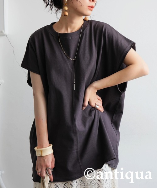 antiqua(アンティカ)の「ガゼット切りっぱなしTシャツ(Tシャツ/カットソー・レディース・アッシュグレー/ブラック/ホワイト・ONESIZE)」の3枚目の写真