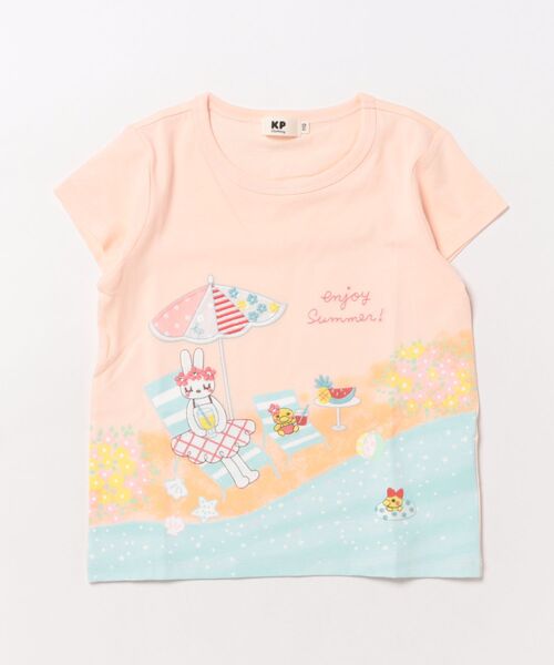 KP（ケーピー）の「32/-天竺半袖Ｔシャツ（Tシャツ/カットソー・キッズ・オフホワイト/ベビーピンク・80ｃｍ/90cm/110cm/100cm/120cm/130cm/140cm）」の2枚目の写真