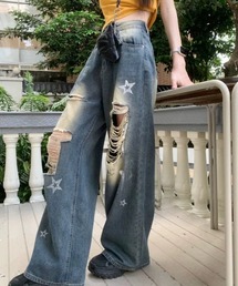 PEOPLESTYLEバルーンジーンズ 星プリント デニムパンツ ダメージ 星」に該当するデニムパンツファッション通販 - ZOZOTOWN