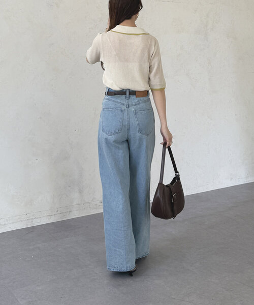 Thevon（ゼボン）の「配色襟付き5分袖ニットカーディガン（カーディガン/ボレロ・レディース・アイボリー/グレー/チャコールグレー・FREE）」の9枚目の写真