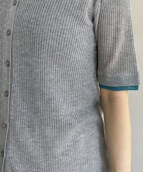 Thevon（ゼボン）の「配色襟付き5分袖ニットカーディガン（カーディガン/ボレロ・レディース・アイボリー/グレー/チャコールグレー・FREE）」の21枚目の写真