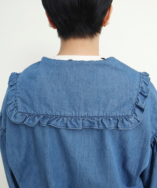 CHILD WOMAN（チャイルドウーマン）の「☆ライトオンスデニム フリルセーラージャンプスーツ（つなぎ/オールインワン・レディース・ブルー/ネイビー・FREE）」の7枚目の写真