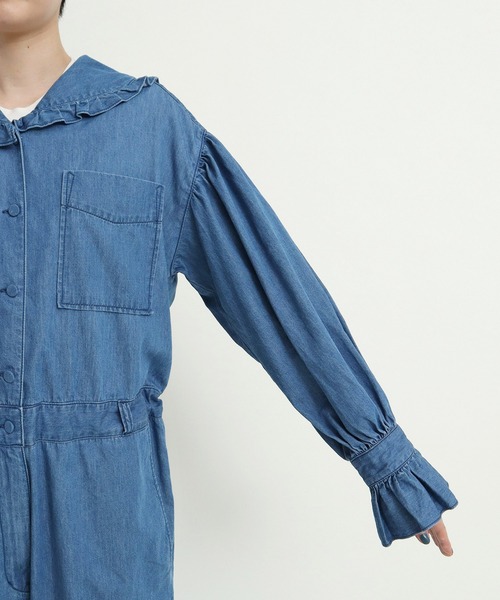 CHILD WOMAN（チャイルドウーマン）の「☆ライトオンスデニム フリルセーラージャンプスーツ（つなぎ/オールインワン・レディース・ブルー/ネイビー・FREE）」の8枚目の写真