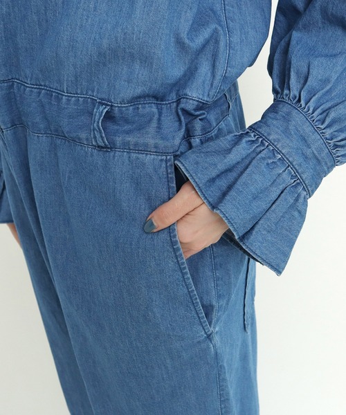 CHILD WOMAN（チャイルドウーマン）の「☆ライトオンスデニム フリルセーラージャンプスーツ（つなぎ/オールインワン・レディース・ブルー/ネイビー・FREE）」の10枚目の写真