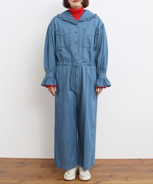 CHILD WOMAN（チャイルドウーマン）の「☆ライトオンスデニム フリルセーラージャンプスーツ（つなぎ/オールインワン・レディース・ブルー/ネイビー・FREE）」の20枚目の写真