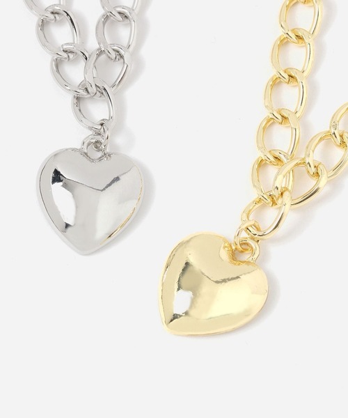 FOREVER 21(フォーエバー トゥエンティーワン)の「ハートチェーンネックレス(ネックレス・レディース・シルバー/ゴールド・FREE)」の4枚目の写真