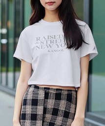 【EC別注】KANGOL カンゴール ブランド クラシック ロゴ プリント ショート丈 クロップド 半袖 Tシャツ