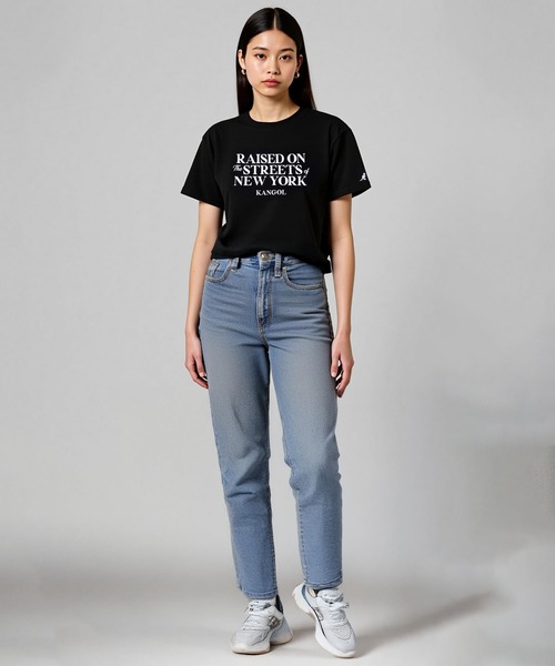 KANGOL(カンゴール)の「【EC別注】KANGOL カンゴール ブランド クラシック ロゴ プリント ショート丈 クロップド 半袖 Tシャツ(Tシャツ/カットソー・レディース・ライトグレー/オフホワイト/ブラック・L/M)」の5枚目の写真