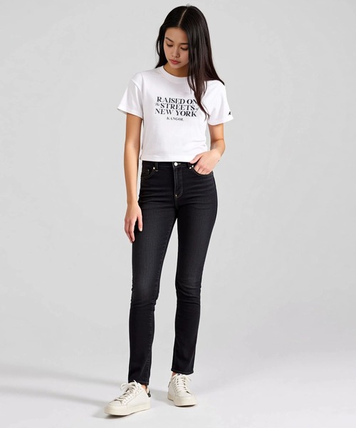 KANGOL(カンゴール)の「【EC別注】KANGOL カンゴール ブランド クラシック ロゴ プリント ショート丈 クロップド 半袖 Tシャツ(Tシャツ/カットソー・レディース・ライトグレー/オフホワイト/ブラック・L/M)」の4枚目の写真