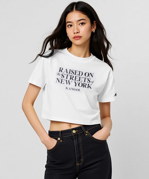 KANGOL(カンゴール)の「【EC別注】KANGOL カンゴール ブランド クラシック ロゴ プリント ショート丈 クロップド 半袖 Tシャツ(Tシャツ/カットソー・レディース・ライトグレー/オフホワイト/ブラック・L/M)」の17枚目の写真