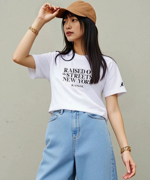 KANGOL(カンゴール)の「【EC別注】KANGOL カンゴール ブランド クラシック ロゴ プリント ショート丈 クロップド 半袖 Tシャツ(Tシャツ/カットソー・レディース・ライトグレー/オフホワイト/ブラック・L/M)」の13枚目の写真