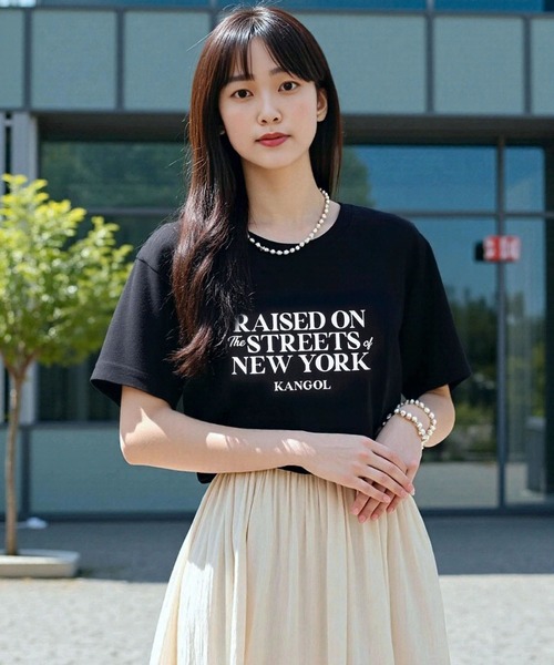 KANGOL(カンゴール)の「【EC別注】KANGOL カンゴール ブランド クラシック ロゴ プリント ショート丈 クロップド 半袖 Tシャツ(Tシャツ/カットソー・レディース・ライトグレー/オフホワイト/ブラック・L/M)」の18枚目の写真