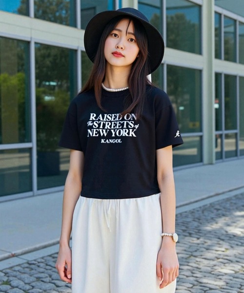 KANGOL(カンゴール)の「【EC別注】KANGOL カンゴール ブランド クラシック ロゴ プリント ショート丈 クロップド 半袖 Tシャツ(Tシャツ/カットソー・レディース・ライトグレー/オフホワイト/ブラック・L/M)」の19枚目の写真