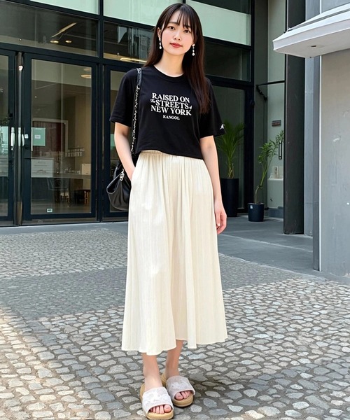 KANGOL(カンゴール)の「【EC別注】KANGOL カンゴール ブランド クラシック ロゴ プリント ショート丈 クロップド 半袖 Tシャツ(Tシャツ/カットソー・レディース・ライトグレー/オフホワイト/ブラック・L/M)」の21枚目の写真