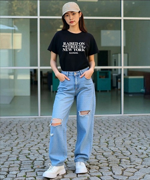 KANGOL(カンゴール)の「【EC別注】KANGOL カンゴール ブランド クラシック ロゴ プリント ショート丈 クロップド 半袖 Tシャツ(Tシャツ/カットソー・レディース・ライトグレー/オフホワイト/ブラック・L/M)」の22枚目の写真