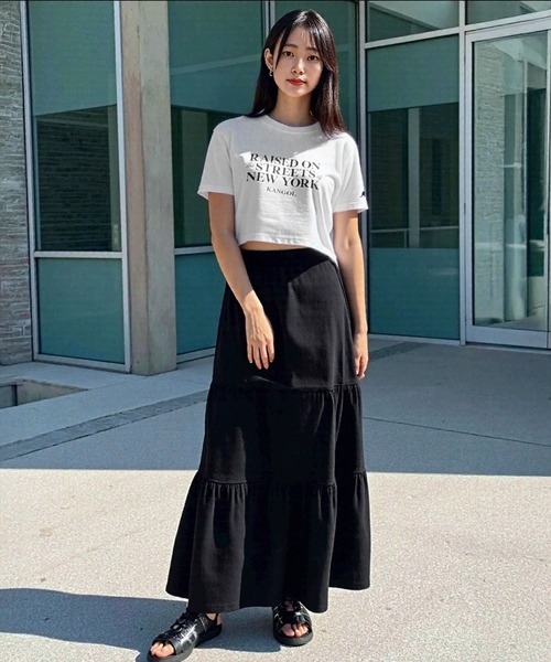 KANGOL(カンゴール)の「【EC別注】KANGOL カンゴール ブランド クラシック ロゴ プリント ショート丈 クロップド 半袖 Tシャツ(Tシャツ/カットソー・レディース・ライトグレー/オフホワイト/ブラック・L/M)」の16枚目の写真