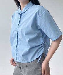 AS KNOW AS plus | ●サイドシャーリングリボンデザイン 半袖ビジューシャツ(シャツ/ブラウス)