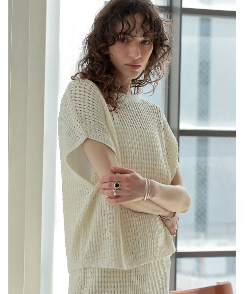 2025 SUMMER COLLECTION]前後2WAYメッシュニットトップス