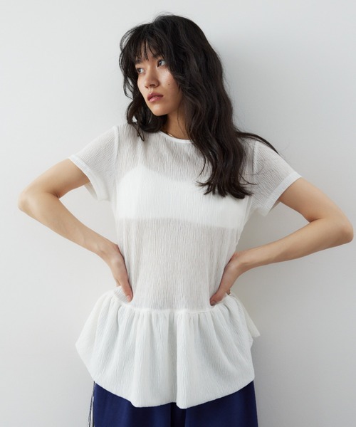 HANNE（アン）の「バルーンヘムシアーリップルTEE（Tシャツ/カットソー・レディース・グレー/ホワイト・FREE）」の10枚目の写真