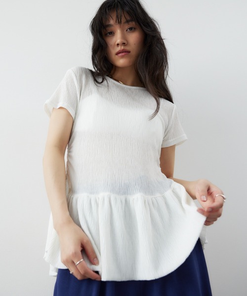HANNE（アン）の「バルーンヘムシアーリップルTEE（Tシャツ/カットソー・レディース・グレー/ホワイト・FREE）」の11枚目の写真
