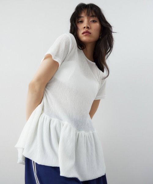 HANNE（アン）の「バルーンヘムシアーリップルTEE（Tシャツ/カットソー・レディース・グレー/ホワイト・FREE）」の13枚目の写真