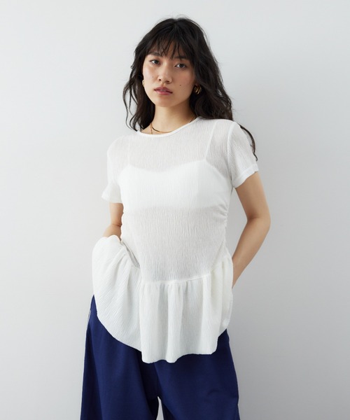 HANNE（アン）の「バルーンヘムシアーリップルTEE（Tシャツ/カットソー・レディース・グレー/ホワイト・FREE）」の14枚目の写真