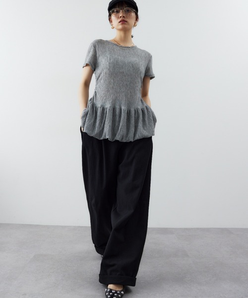 HANNE（アン）の「バルーンヘムシアーリップルTEE（Tシャツ/カットソー・レディース・グレー/ホワイト・FREE）」の6枚目の写真