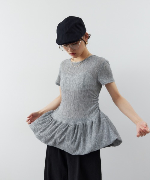 HANNE（アン）の「バルーンヘムシアーリップルTEE（Tシャツ/カットソー・レディース・グレー/ホワイト・FREE）」の7枚目の写真