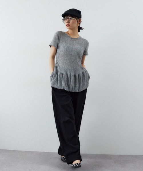 HANNE（アン）の「バルーンヘムシアーリップルTEE（Tシャツ/カットソー・レディース・グレー/ホワイト・FREE）」の9枚目の写真