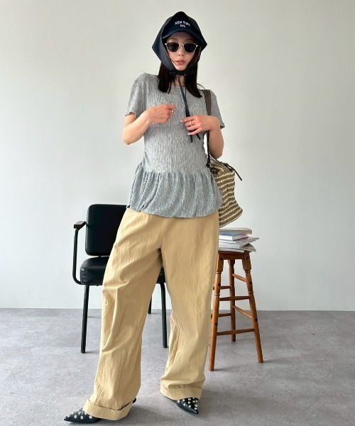 HANNE（アン）の「バルーンヘムシアーリップルTEE（Tシャツ/カットソー・レディース・グレー/ホワイト・FREE）」の18枚目の写真