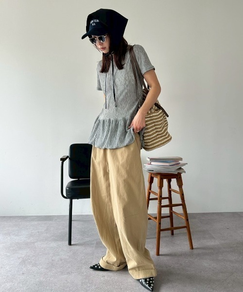 HANNE（アン）の「バルーンヘムシアーリップルTEE（Tシャツ/カットソー・レディース・グレー/ホワイト・FREE）」の21枚目の写真