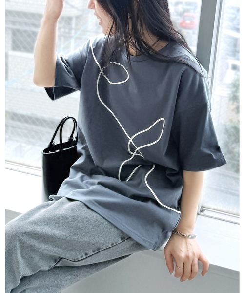 セール】アートコード刺繍ルーズTシャツ（Tシャツ/カットソー）｜reca
