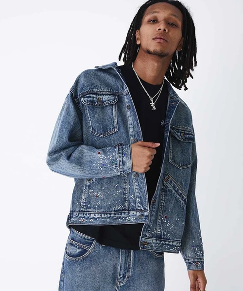 Supplier ブラックデニムジャケット SUPPLIER/サプライヤー Rhinestone Denim Jacket デニム