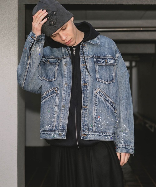 Supplier ブラックデニムジャケット SUPPLIER/サプライヤー Rhinestone Denim Jacket デニム