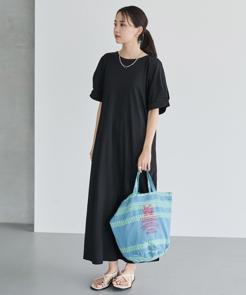 PEXWEAR(ペックスウェアー)の「JACQUARD ROUND BOTTOM TOTE/ジャガードラウンドボトムトート(トートバッグ・レディース・オレンジ/レッド/ライトブルー・F)」の7枚目の写真