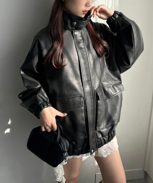 セール】フェイクレザージャケット（ブルゾン）｜one after another