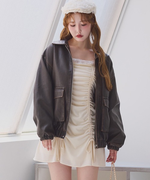 セール】フェイクレザージャケット（ブルゾン）｜one after another