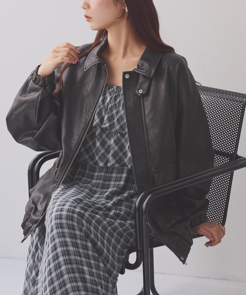 セール】フェイクレザージャケット（ブルゾン）｜one after another