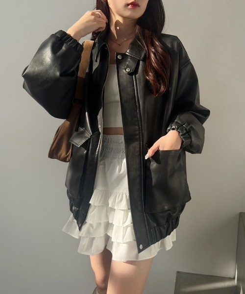 NICE CLAUP フェイクレザージャケット セール】フェイクレザージャケット（ブルゾン）｜one after another