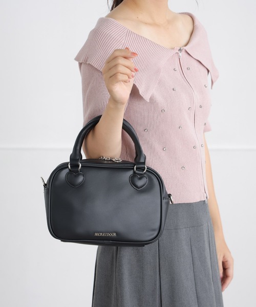 未使用✨フランソワレニエ　ボストン型バッグ　黒×グレー　チャーム付き VERY STORE セレクション]レザーミニボストンバッグ | KOBUNSHA