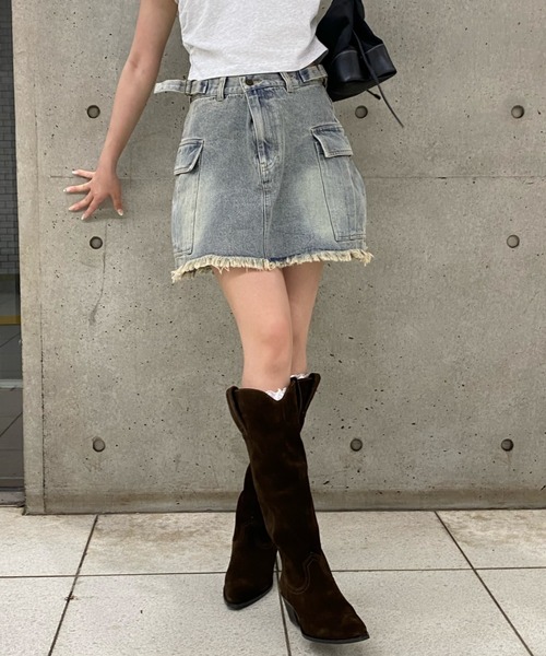 RAY CASSIN(レイカズン)の「カーゴミニスカート(スカート・レディース・カーキ/スカイブルー・S/M)」の11枚目の写真