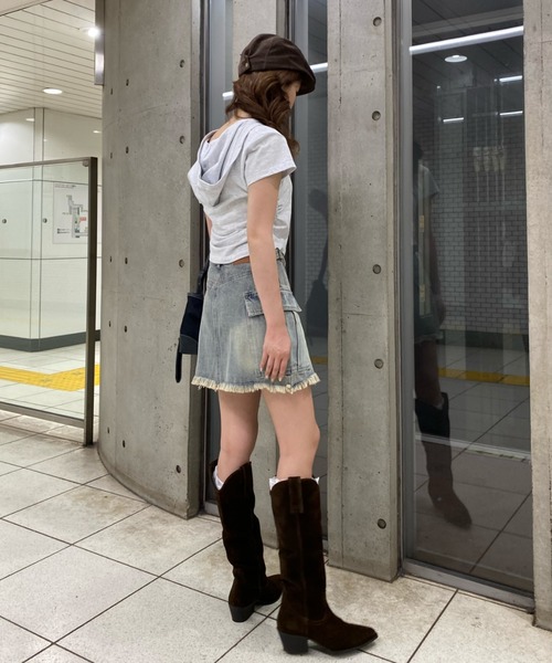 RAY CASSIN(レイカズン)の「カーゴミニスカート(スカート・レディース・カーキ/スカイブルー・S/M)」の15枚目の写真