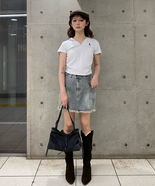 RAY CASSIN(レイカズン)の「カーゴミニスカート(スカート・レディース・カーキ/スカイブルー・S/M)」の16枚目の写真