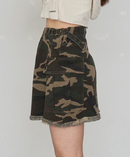 RAY CASSIN(レイカズン)の「カーゴミニスカート(スカート・レディース・カーキ/スカイブルー・S/M)」の4枚目の写真