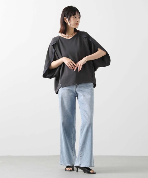 「Gready Brilliant」 「tricot tricot」ドルマンスリーブカットソー FREE ブラック レディース セール】ジョーゼット浅Vネックドルマン（Tシャツ/カットソー