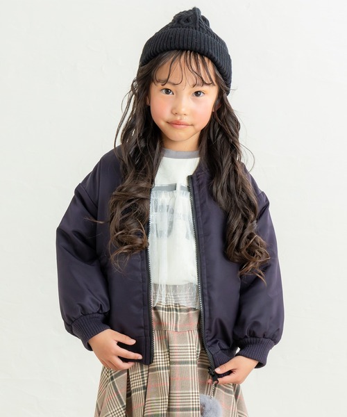 AIMABLE(エマーブル)の「リバーシブルボアブルゾン(ブルゾン・キッズ・ブラック/ベージュ・140/130/120/110/100)」の1枚目の写真